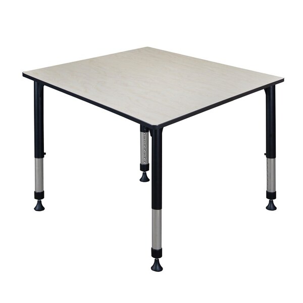 Kee Square Tables > Height Adjustable > Square Classroom Tables, 48 W, 48 L, 23-34 H, Wood|Metal, Maple - TB4848PLAPBK