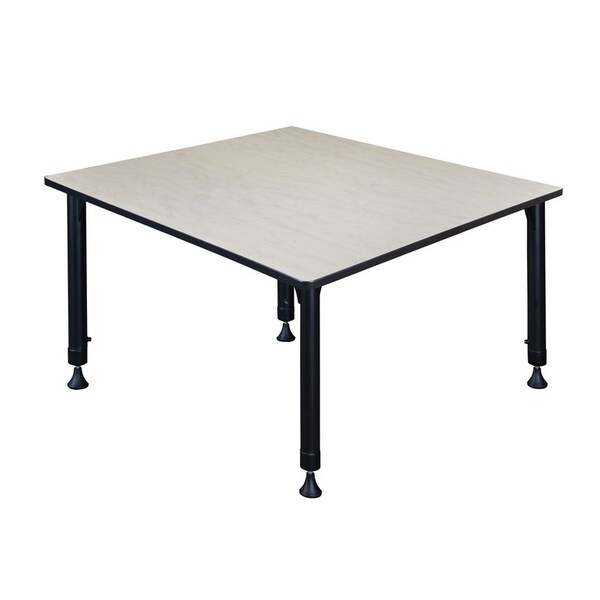 Kee Square Tables > Height Adjustable > Square Classroom Tables, 48 W, 48 L, 23-34 H, Wood|Metal, Maple - TB4848PLAPBK