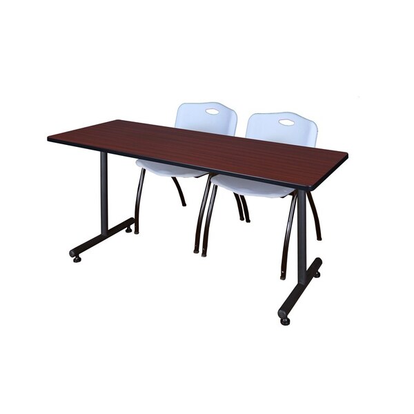 Kobe Rectangle Kobe Trng Table, w/2M Stack Chairs, 66x30", 66" W, 29" H, Laminate Top, Mahogany - MKTRCT6630MH47GY