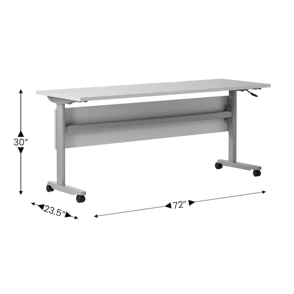 Flash Furniture Palmer 72in. x 24in. HD Nesting Table w/T-Legs, Modesty Panel, 1in. Thick Gray Tabletop, Gray Frame - MT-M7224-T-LEG-GRYGRY-GG