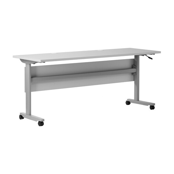 Flash Furniture Palmer 72in. x 24in. HD Nesting Table w/T-Legs, Modesty Panel, 1in. Thick Gray Tabletop, Gray Frame - MT-M7224-T-LEG-GRYGRY-GG