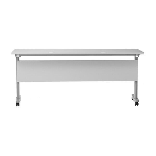 Flash Furniture Palmer 72in. x 24in. HD Nesting Table w/T-Legs, Modesty Panel, 1in. Thick Gray Tabletop, Gray Frame - MT-M7224-T-LEG-GRYGRY-GG