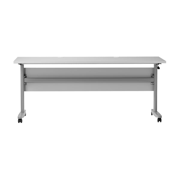 Flash Furniture Palmer 72in. x 24in. HD Nesting Table w/T-Legs, Modesty Panel, 1in. Thick Gray Tabletop, Gray Frame - MT-M7224-T-LEG-GRYGRY-GG