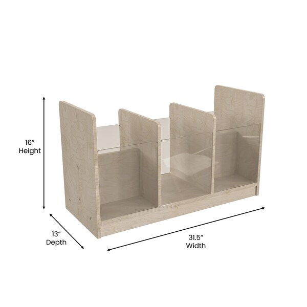 Flash Furniture Bright Beginnings Commercial Grade Modular Double Sided Multipurpose Wooden Classroom Storage Unit with Transparent Sides, Natural - MK-KE24558-GG