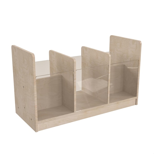 Flash Furniture Bright Beginnings Commercial Grade Modular Double Sided Multipurpose Wooden Classroom Storage Unit with Transparent Sides, Natural - MK-KE24558-GG