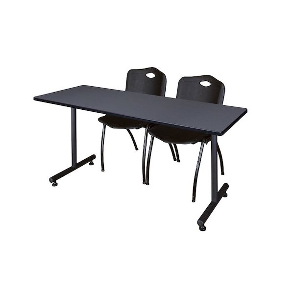 Kobe Rectangle Tables > Training Tables > Kobe Training Table & Chair Sets, 60 W, 24 L, 29 H, Grey - MKTRCT6024GY47BK