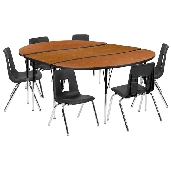 Flash Furniture 60 W, 86 L, 30.25 H, Chrome, Laminate, Particleboard, Plastic, Steel - XU-GRP-16CH-A3060CON-60-OAK-T-A-GG