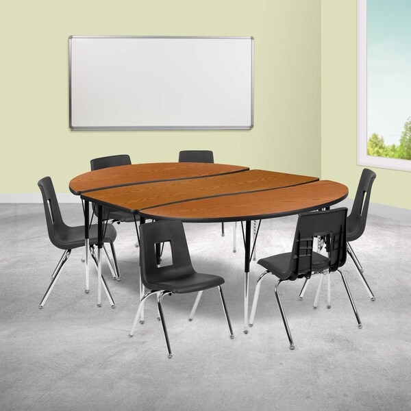 Flash Furniture 60 W, 86 L, 30.25 H, Chrome, Laminate, Particleboard, Plastic, Steel - XU-GRP-16CH-A3060CON-60-OAK-T-A-GG