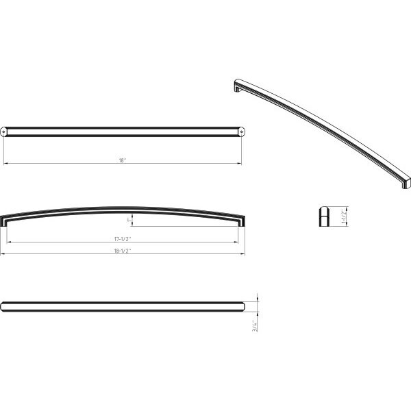 Jeffrey Alexander 18" Center-to-Center Polished Nickel Delgado Appliance Handle - 519-18NI