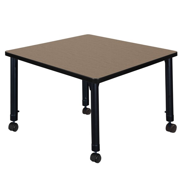 Regency Square Kee Height Adjustable Mobile Classroom Activity Table, 30 in W, 30 in L, Noble Oak - TB3030NOAPCBK
