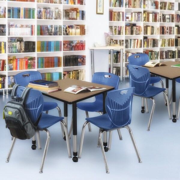 Regency Square Kee Height Adjustable Mobile Classroom Activity Table, 30 in W, 30 in L, Noble Oak - TB3030NOAPCBK