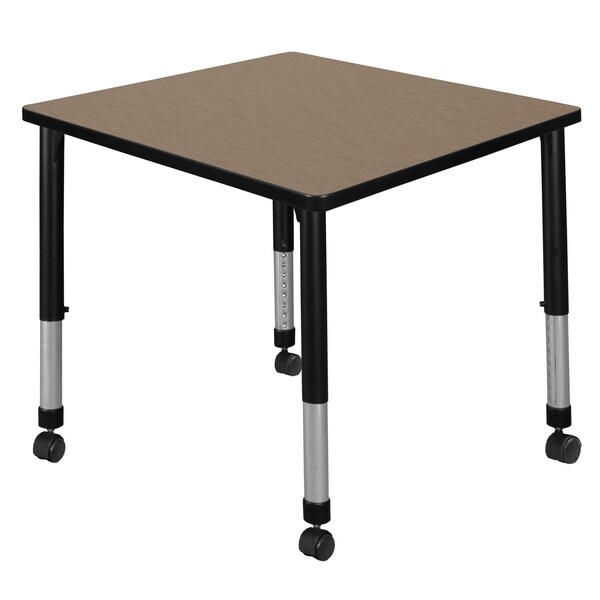 Regency Square Kee Height Adjustable Mobile Classroom Activity Table, 30 in W, 30 in L, Noble Oak - TB3030NOAPCBK