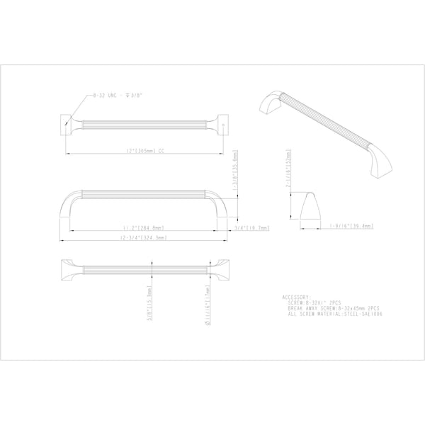 Jeffrey Alexander 12" Center-to-Center Distressed Pewter Cordova Appliance Handle - Z281-12BNDL