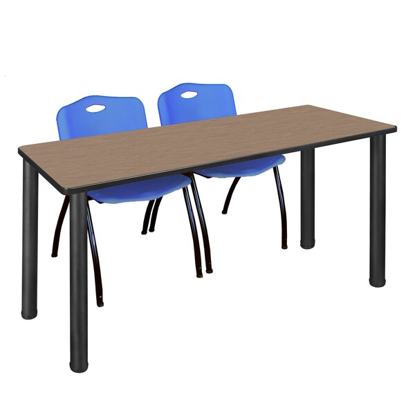 Regency Kee Training Table W/ 2 M Stack Chairs, 72 in W, 24 in L, Noble Oak - MT7224NOBPBK47BE