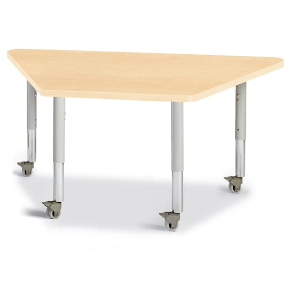 Jonti-Craft Berries Trapezoid Activity Tables, 24 in. x 48 in., Mobile, Maple/Maple/Gray - 6438JCM251