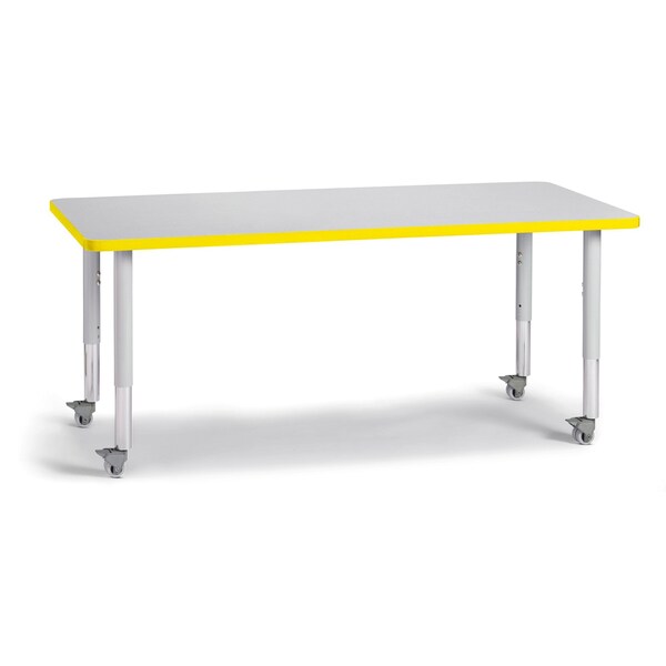 Jonti-Craft Berries Rectangle Activity Table, 30 in. x 60 in., Mobile, Freckled Gray/Yellow/Gray - 6408JCM007
