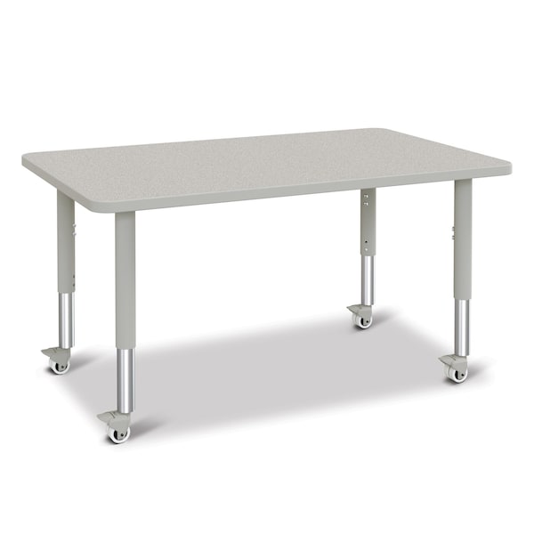 Jonti-Craft Berries Rectangle Activity Table, 30 in. x 48 in., Mobile, Freckled Gray/Gray/Gray - 6473JCM000