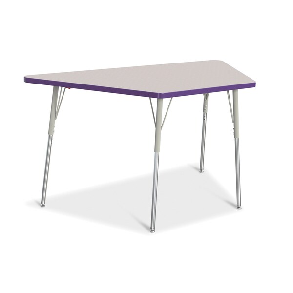 Jonti-Craft Berries Trapezoid Activity Tables, 30 in. x 60 in., A-height, Freckled Gray/Purple/Gray - 6443JCA004