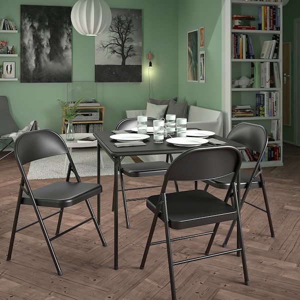 Bridgeport Folding Table, 34" Square, Vinyl Top, Black Color - C696BP14BLK1E