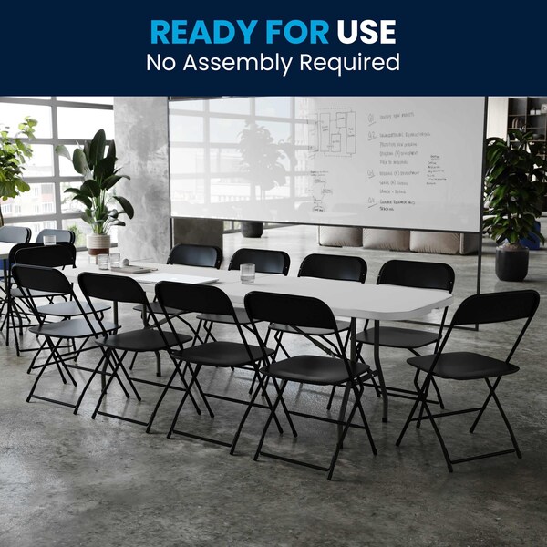 Flash Furniture Plastic Event Fold Table Set - RB-3096F-10-LEL3-BK-GG