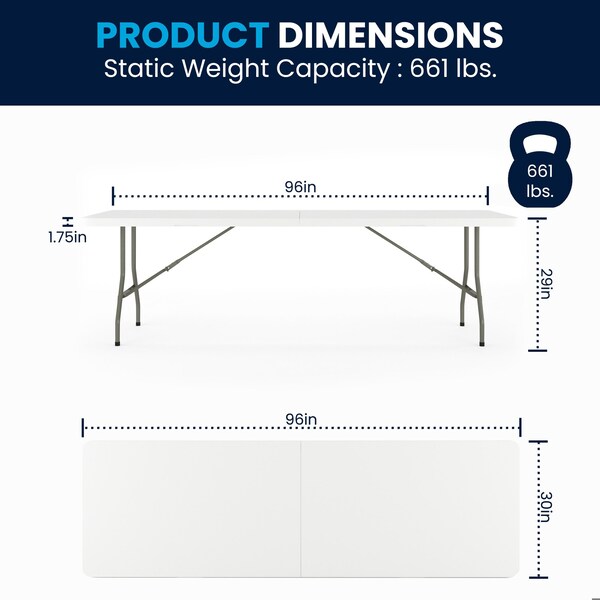 Flash Furniture Plastic Event Fold Table Set - RB-3096F-10-LEL3-BK-GG