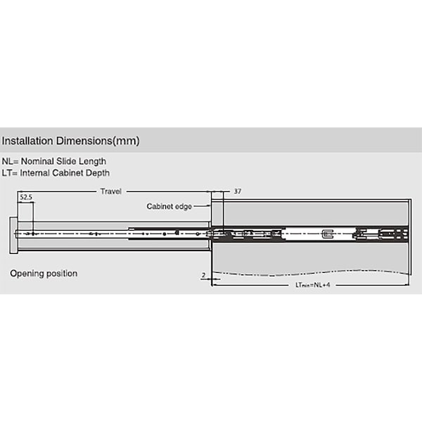 Dtc 22in Soft-close Full Extension Zinc Side Mount Ball Bearing Drawer Slide - 100 Lbs Weight Rating - 4587122H