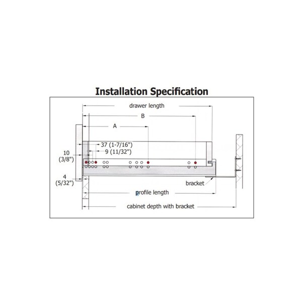 King Slide Undermount Soft Close - 21 in. 1A68F - for 5/8 in. 16mm drawer thickness, PR - 1A68F533