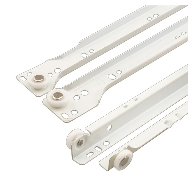 Prime-Line 19-3/4 in. White Painted Steel Bottom-Mount Self-Closing Drawer Slides - R 7212