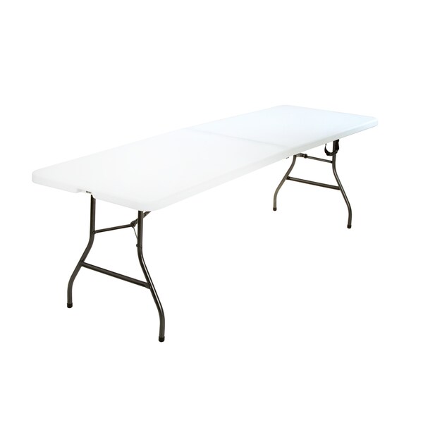 Bridgeport Folding Table, Blow Mold Table, Fold In Half, 96" x 30", White Color - C778BP14WSL1X