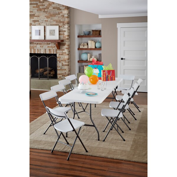 Bridgeport Folding Table, Blow Mold Table, Fold In Half, 96" x 30", White Color - C778BP14WSL1X