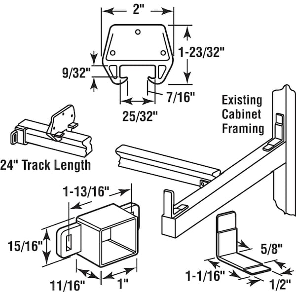Prime-Line 24 in., Wood, Drawer Track Repair Kit 1 Kit - R 7144