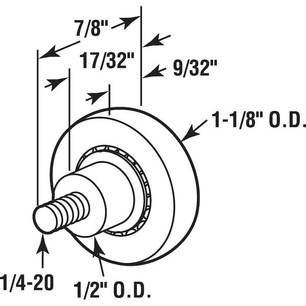 Prime-Line 1-1/8 in. White, Nylon, Ball Bearing Drawer Rollers 2 Pack - R 7228