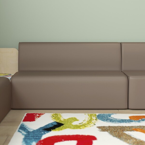 Flash Furniture Bright Beginnings Commercial Grade Modular Classroom Soft Seating, Armless 2-Seater Sofa, Neutral Vinyl - MK-KE15709-GG