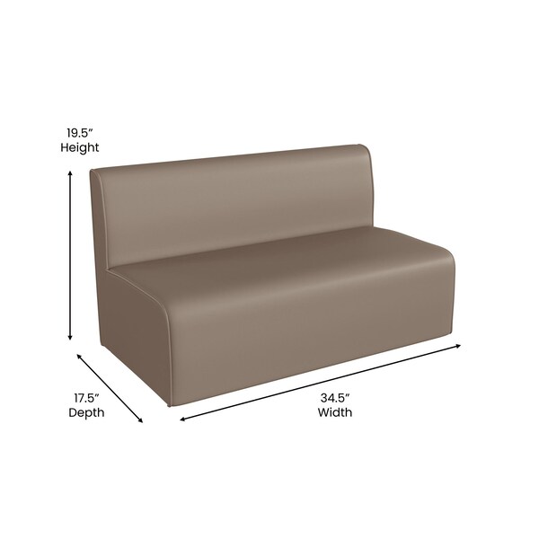 Flash Furniture Bright Beginnings Commercial Grade Modular Classroom Soft Seating, Armless 2-Seater Sofa, Neutral Vinyl - MK-KE15709-GG