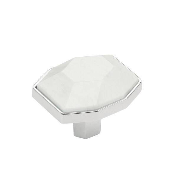 Amerock Carrione 1-5/8 inch 41mm Length Marble White/Polished Chrome Cabinet Knob - BP36638MW26