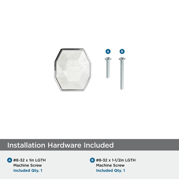 Amerock Carrione 1-5/8 inch 41mm Length Marble White/Polished Chrome Cabinet Knob - BP36638MW26