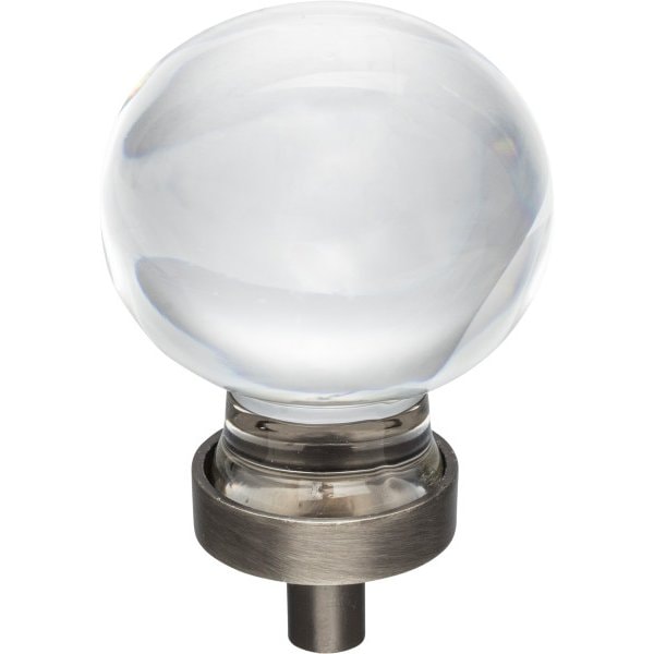 Jeffrey Alexander 1-3/8" Diameter Brushed Pewter Sphere Glass Harlow Cabinet Knob - G130L-BNBDL