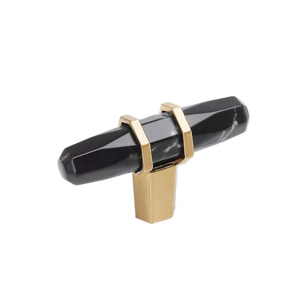 Amerock Carrione 2-1/2 inch 64mm Length Marble Black/Champagne Bronze Cabinet Knob - BP36647MBKCZ