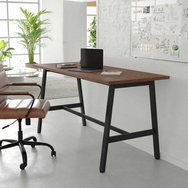 Flash Furniture Redmond 60x24 Conf Tbl w/1in. Thick Dbl Sided Laminate Tbl Top w/PVC and A-Frame Steel Bse, Walnut - MT-M6024-WLT-ABF-GG
