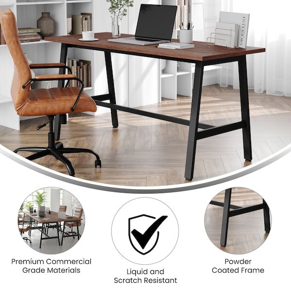 Flash Furniture Redmond 60x24 Conf Tbl w/1in. Thick Dbl Sided Laminate Tbl Top w/PVC and A-Frame Steel Bse, Walnut - MT-M6024-WLT-ABF-GG