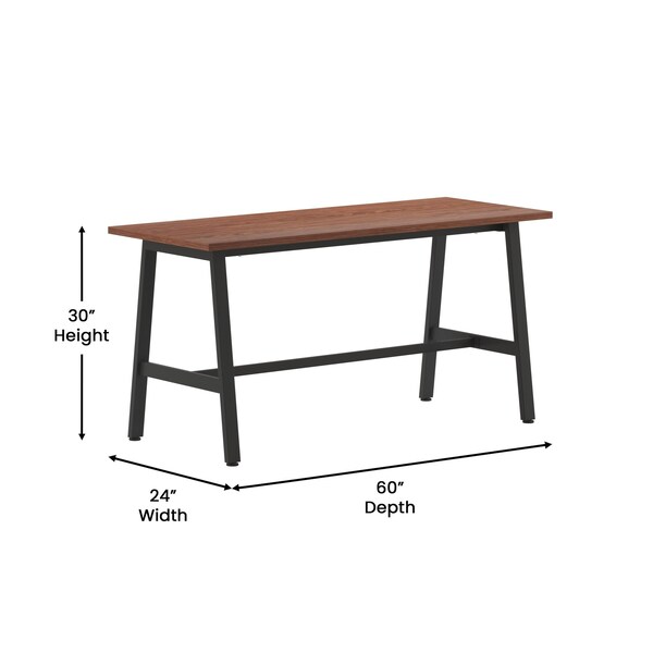 Flash Furniture Redmond 60x24 Conf Tbl w/1in. Thick Dbl Sided Laminate Tbl Top w/PVC and A-Frame Steel Bse, Walnut - MT-M6024-WLT-ABF-GG