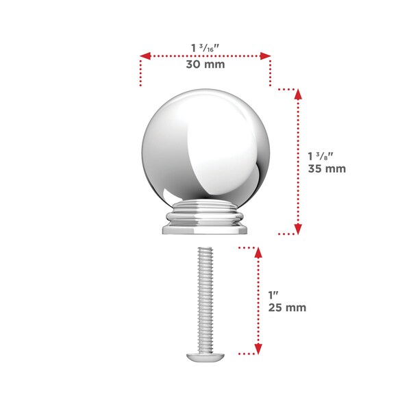 Richelieu Firenze Collection 1 3/16-inch (30 mm) Chrome Traditional Round Closet Door Knob - BP878930140