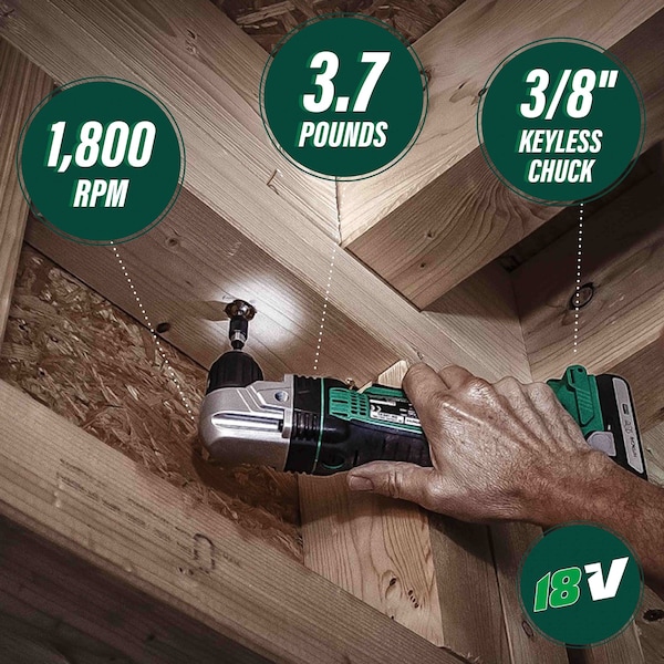 Metabo Hpt 18V Cordless Li-Ion 3/8in Angle Drill Bare - DN18DSLQ4M
