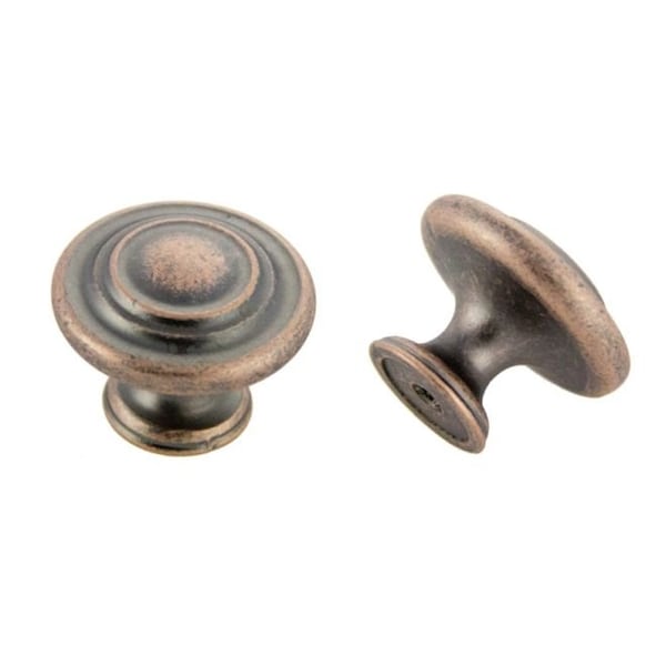 Crown 1-3/8" Spherical Cabinet Knob Antique Copper Machined Finish - CHK971ACM