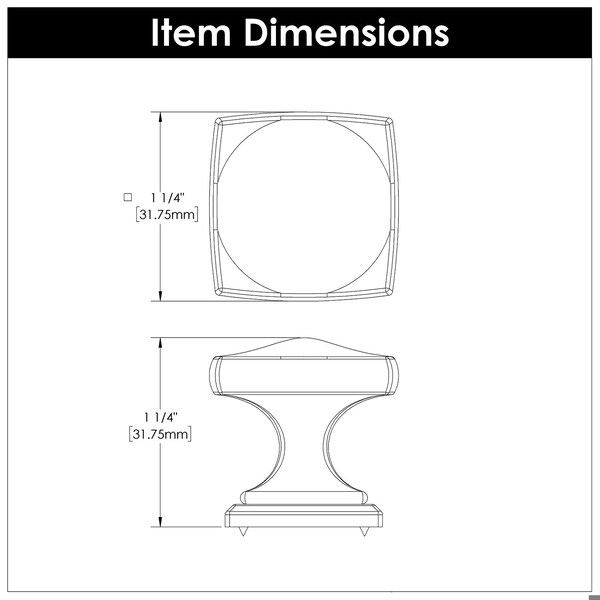 Hickory Hardware Dover Collection Knob 1-1/4 Inch Square Chrome Finish - H078769CH