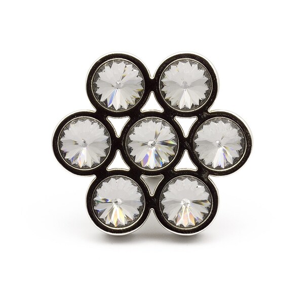 Richelieu 1 7/8 in (48 mm) x 1 23/32 in (44 mm) Clear, Chrome Contemporary Cabinet Knob with Swarovski Crystal - 30774814011
