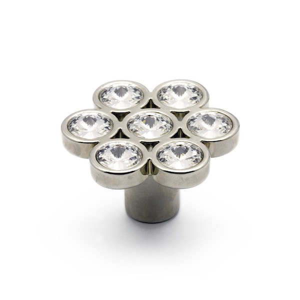 Richelieu 1 7/8 in (48 mm) x 1 23/32 in (44 mm) Clear, Chrome Contemporary Cabinet Knob with Swarovski Crystal - 30774814011