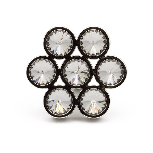 Richelieu 1 7/8 in (48 mm) x 1 23/32 in (44 mm) Clear, Chrome Contemporary Cabinet Knob with Swarovski Crystal - 30774814011