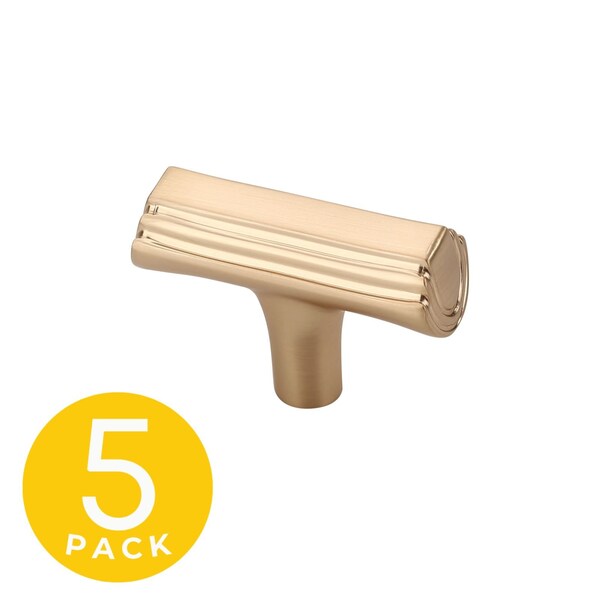 Sapphire Eclipse Series 1 in. Modern Gold Cabinet Knob, 5PK - SP-2214-K-BRA-5