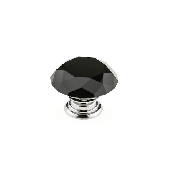 Richelieu 2 in (50 mm) Chrome, Black Contemporary Metal, Crystal Cabinet Knob - BP87765014090